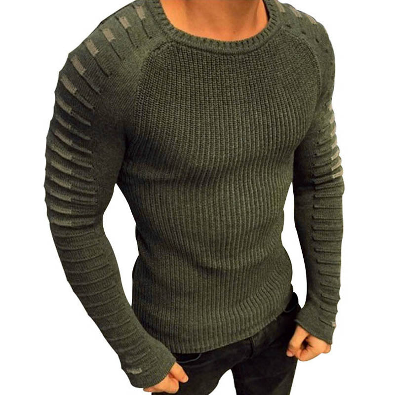 Maglia a maniche lunghe slim da uomo con scollo rotondo