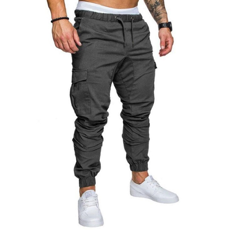 Pantalones casuales tejidos con cordón para hombre