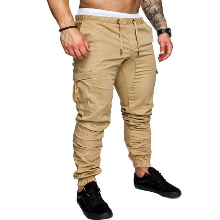 Pantalones casuales tejidos con cordón para hombre