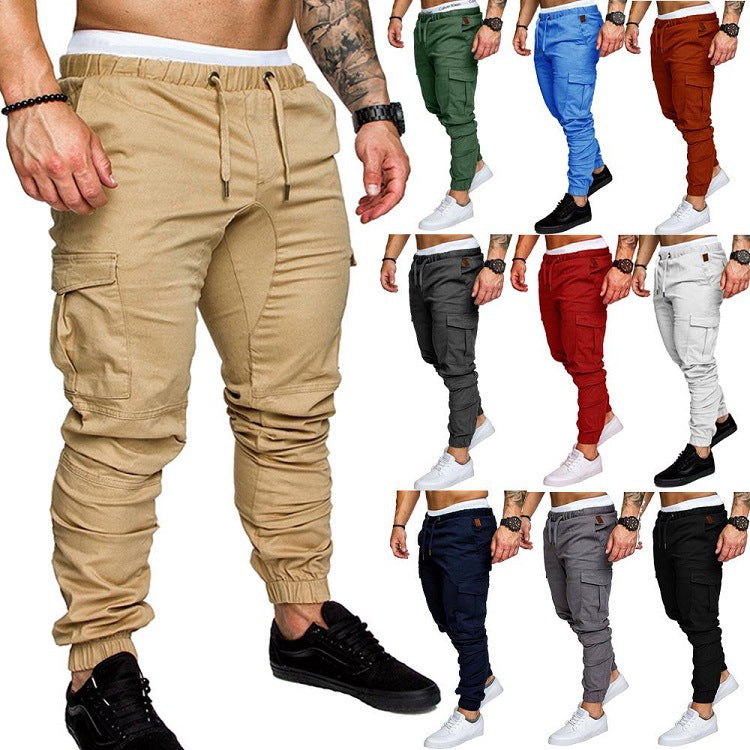 Pantalones casuales tejidos con cordón para hombre