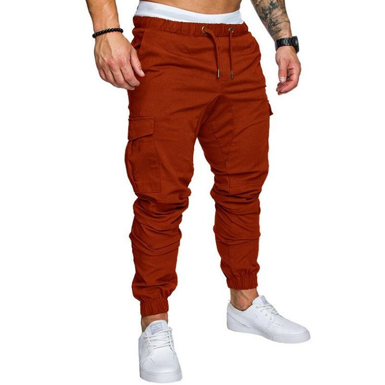 Pantalones casuales tejidos con cordón para hombre