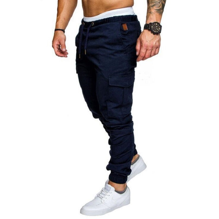 Pantalones casuales tejidos con cordón para hombre