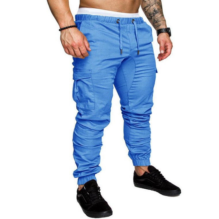 Pantalones casuales tejidos con cordón para hombre