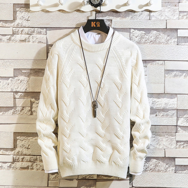 Round Neck Solid Color Pullover Sweater