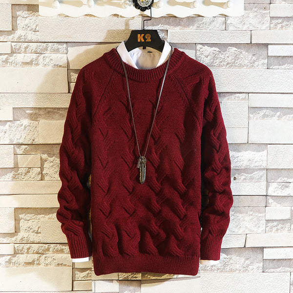 Round Neck Solid Color Pullover Sweater