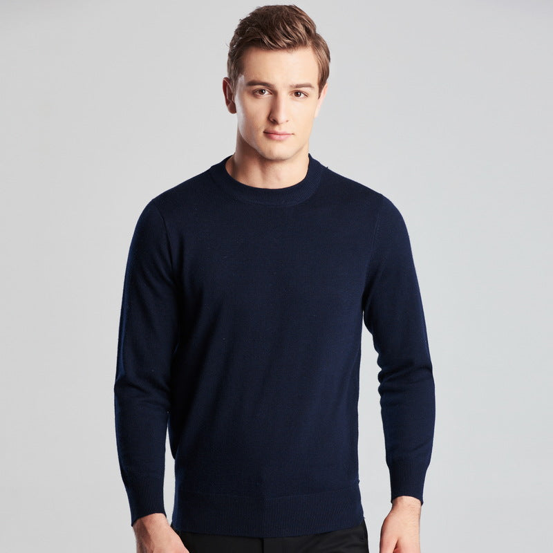 Men's Long Sleeve Solid Color Round Neck Knitted Sweater