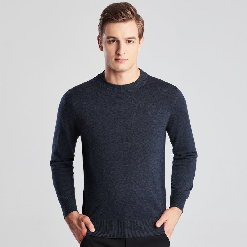 Men's Long Sleeve Solid Color Round Neck Knitted Sweater