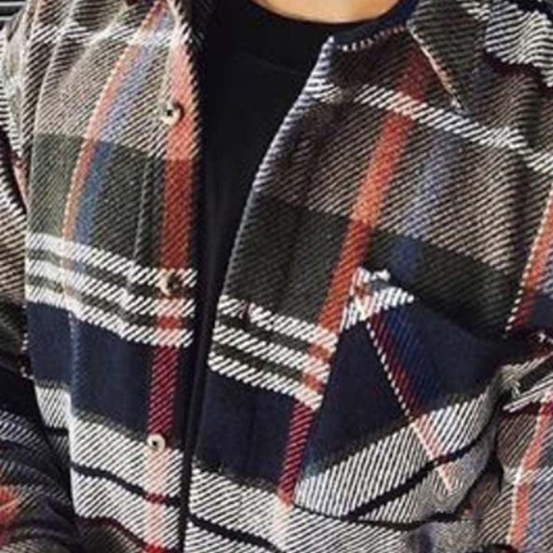 Color Blocking Plaid Shirt