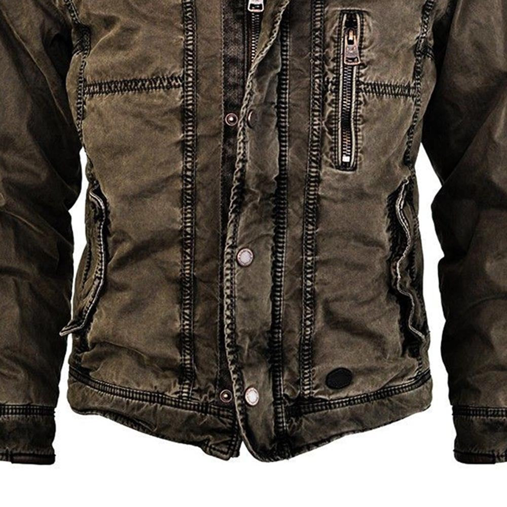 Stand-Up Collar Youth Washed Outer Wear Leather Jacket Men