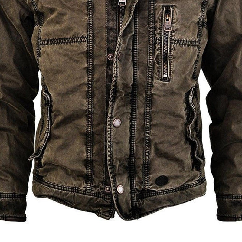 Chaqueta de cuero con cuello levantado para jóvenes, ropa exterior lavada, hombres