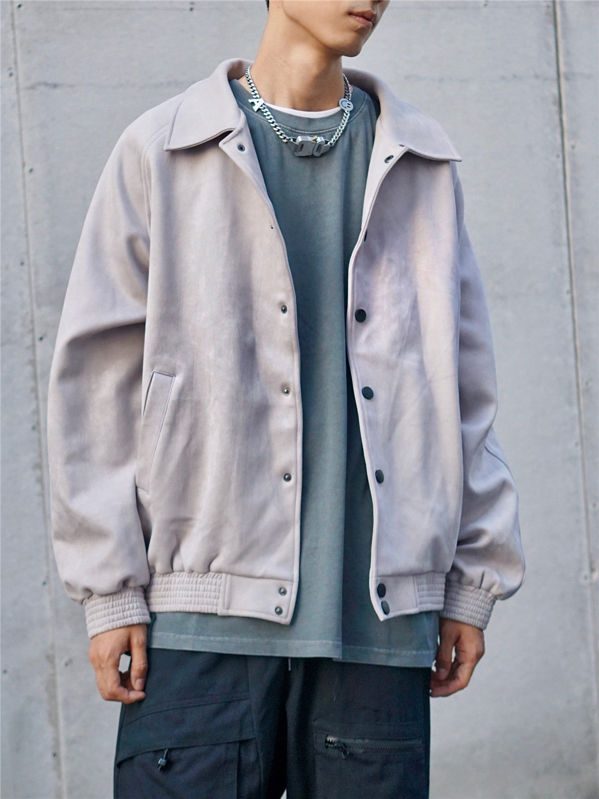 Suede Jacket Autumn and Winter Button Baseball Uniform Loose Jacket Men