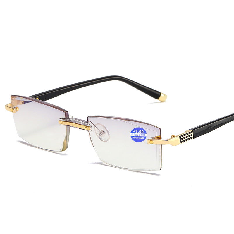 Diamond Cut Edge Anti-Blue Light Resin Glasses Frameless