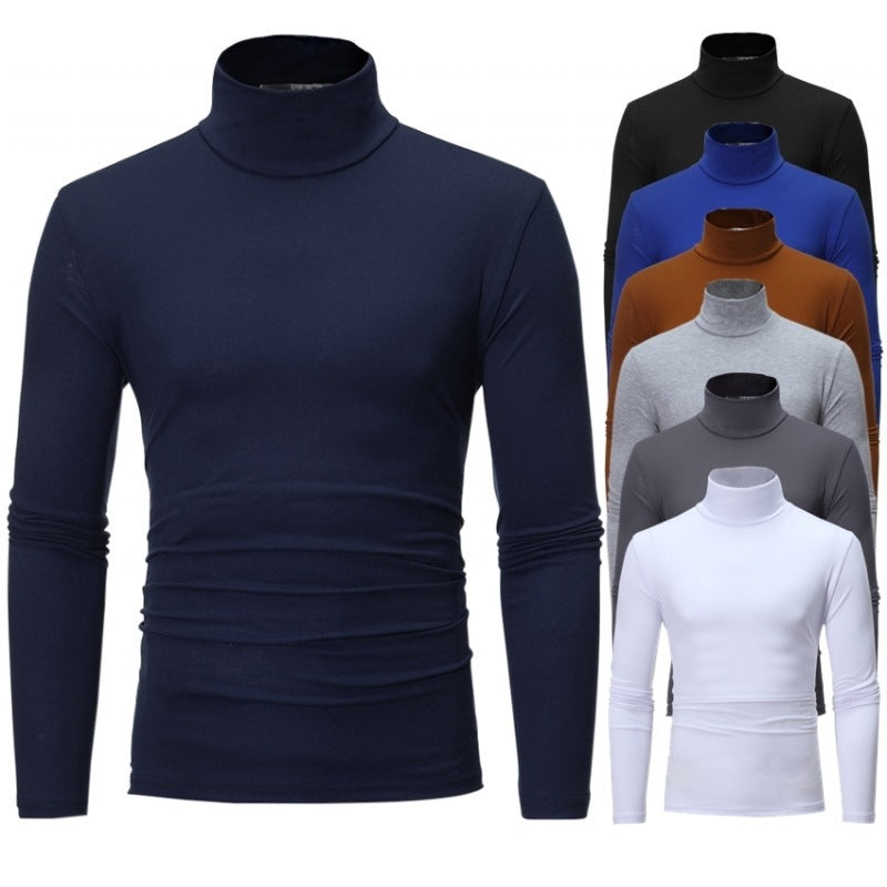 Maglione a maniche lunghe con collo alto e tinta unita slim fit