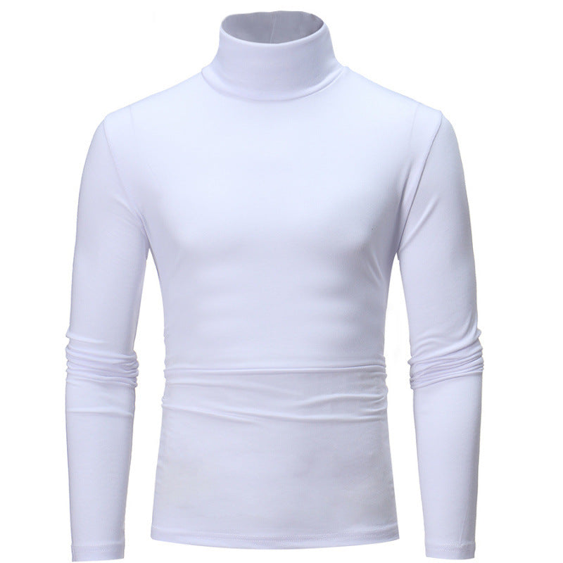 Maglione a maniche lunghe con collo alto e tinta unita slim fit