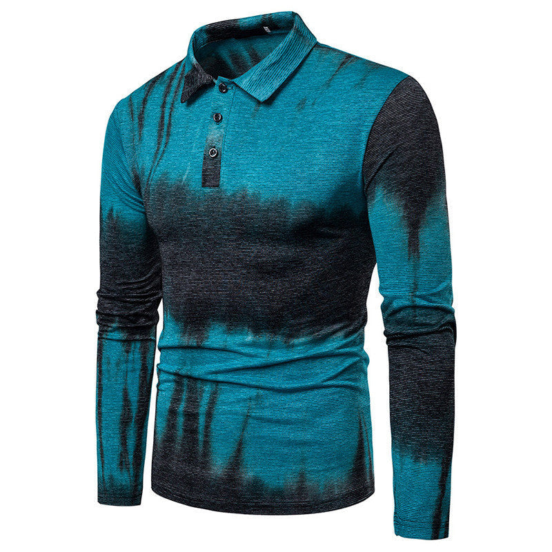 Dynamic Design Men's Lapel Long-sleeved Polo Shirt