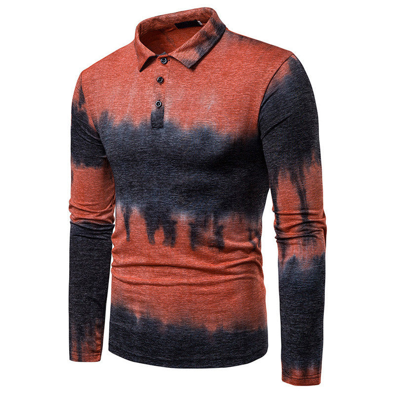 Dynamic Design Men's Lapel Long-sleeved Polo Shirt