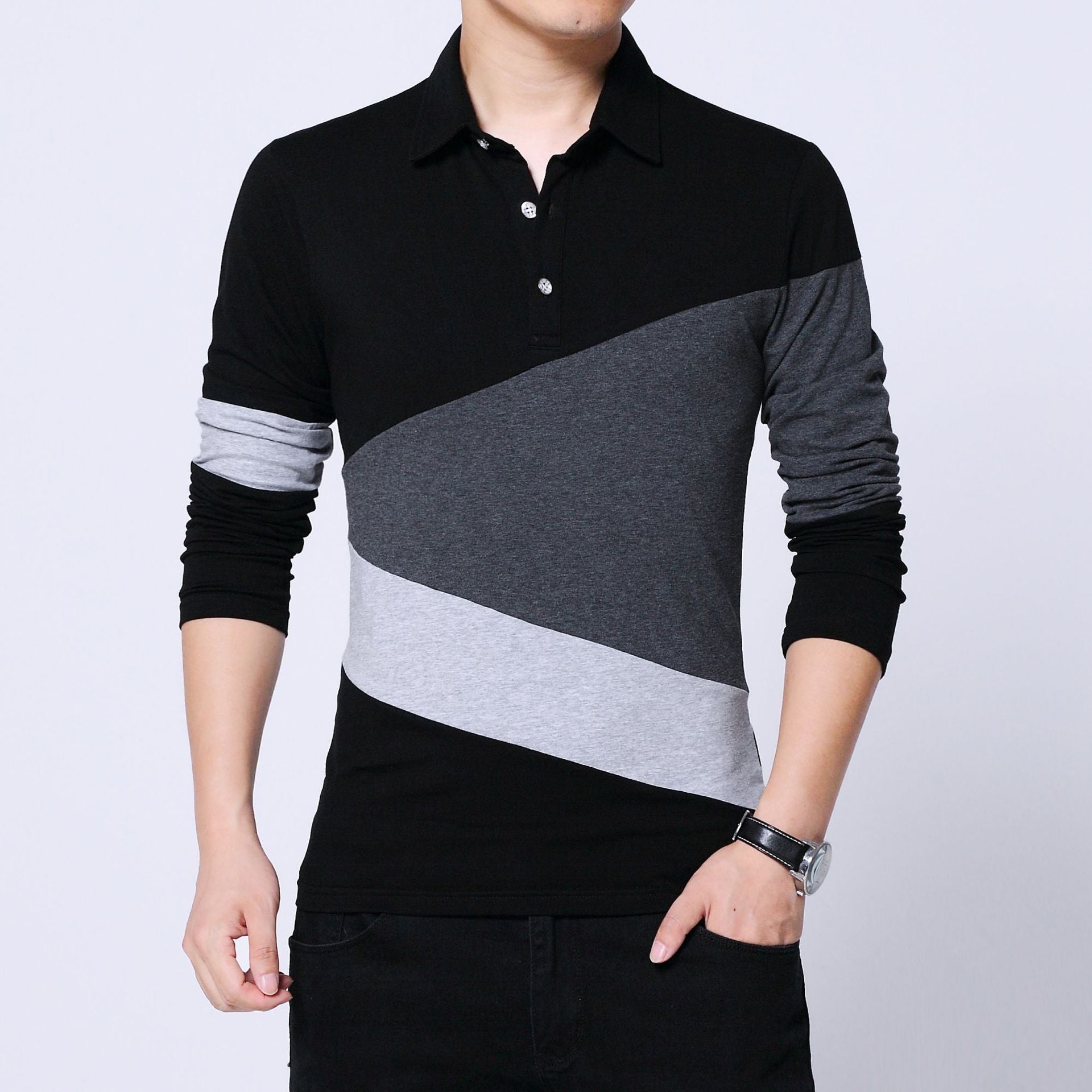 Men's Lapel Slim Oversized Long Sleeve Base Shirt