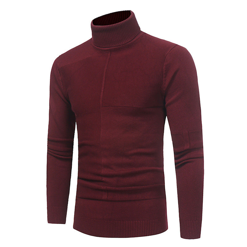 Maglione slim fit con risvolto alto e fondo a costine