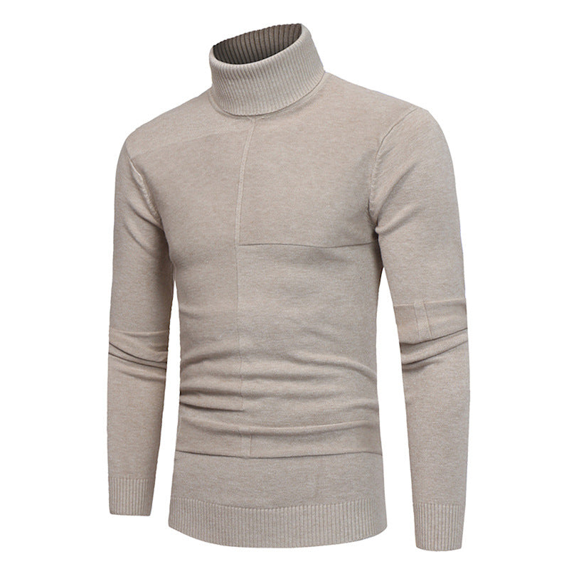 Maglione slim fit con risvolto alto e fondo a costine