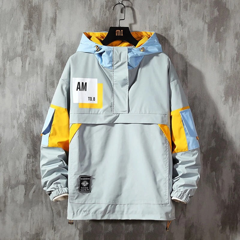 Men's Color Block Hooded Jacket