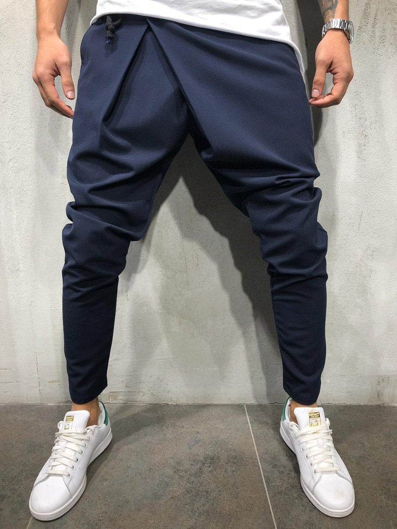 Men's Asymmetrical Drawstring Waist And Small Feet Casual Pants