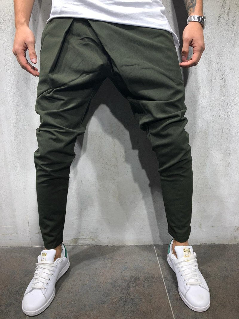 Men's Asymmetrical Drawstring Waist And Small Feet Casual Pants