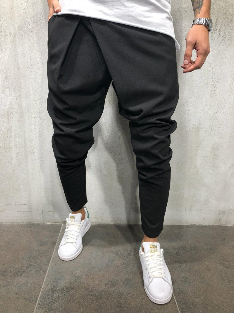 Men's Asymmetrical Drawstring Waist And Small Feet Casual Pants