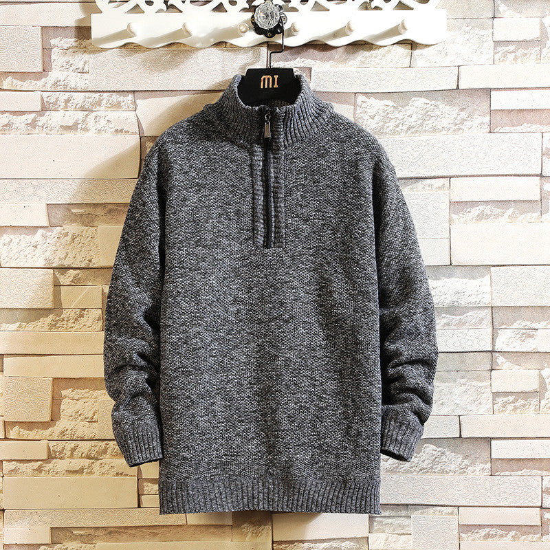 Men's Semi High Collar Solid Color Simple Knit Sweater