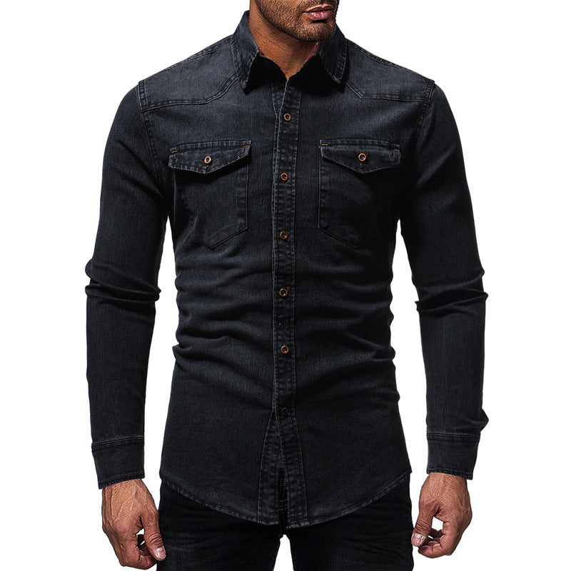 Men's Fashion Casual Slim Denim Long Sleeve Shirt