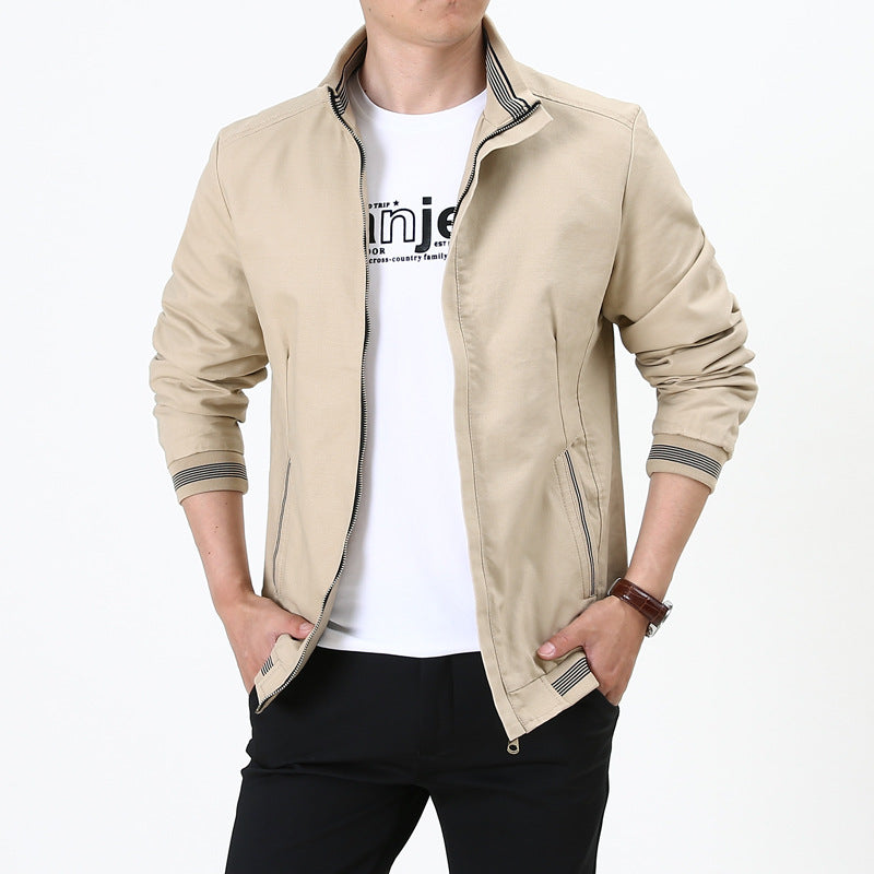 Thin Casual Men's Stand-collar Middle-aged Jacket