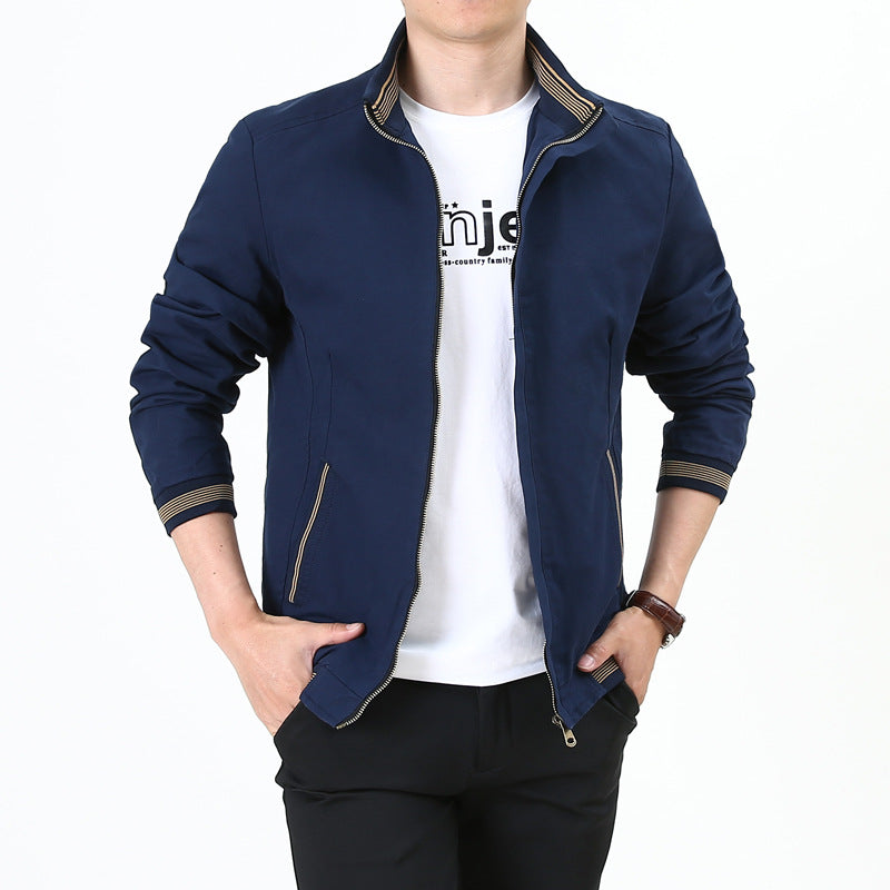 Thin Casual Men's Stand-collar Middle-aged Jacket