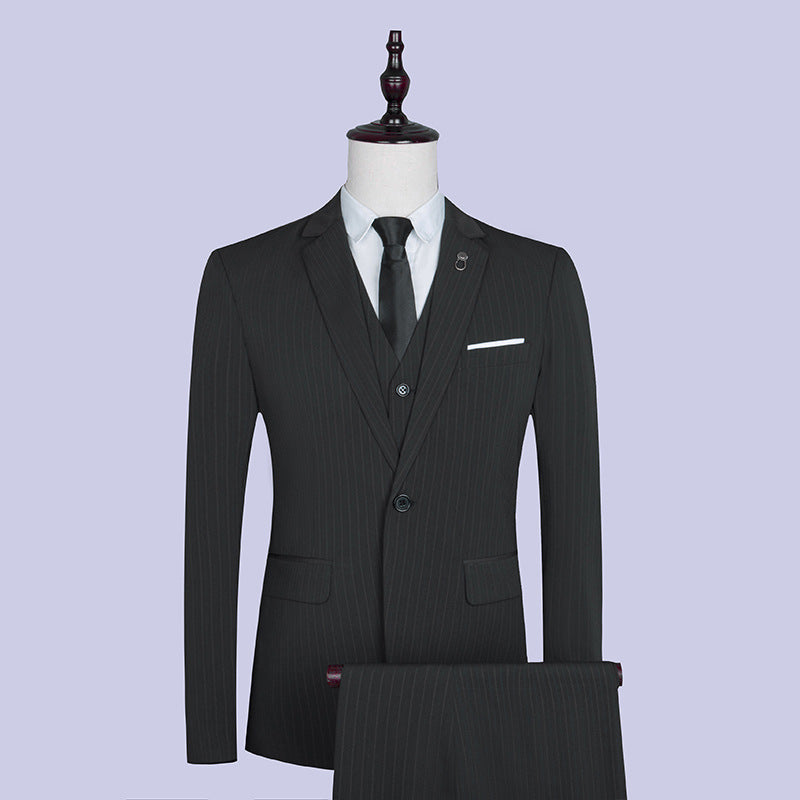 Slim Vertical Stripe Suit Three-piece Suit for men