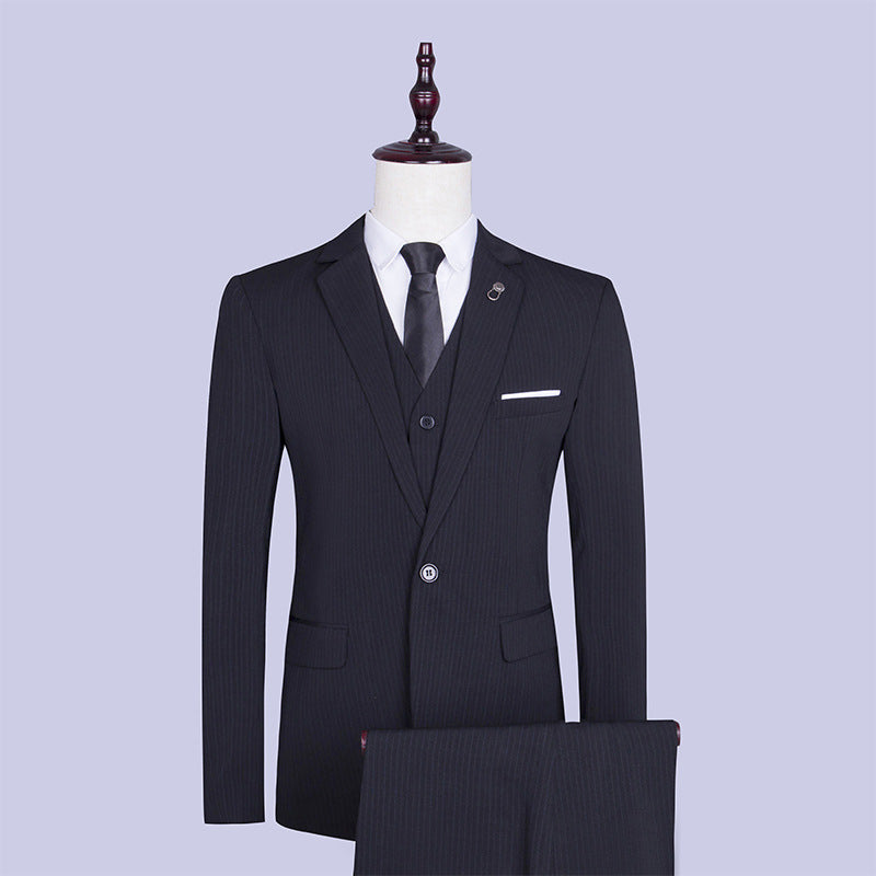 Slim Vertical Stripe Suit Three-piece Suit for men