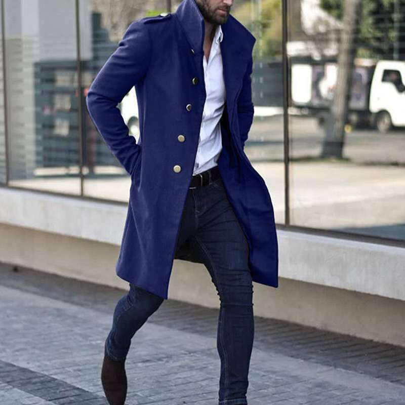 Mid-length slot pocket casual coat