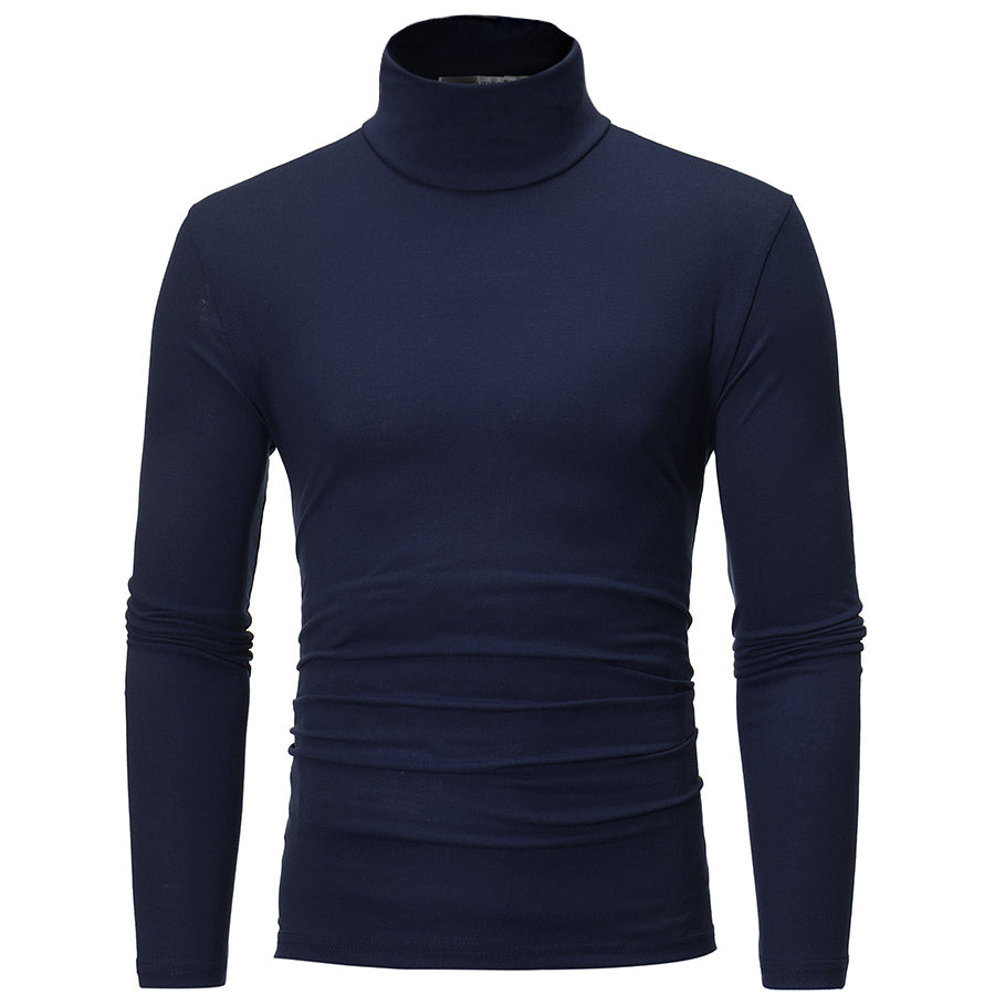 Maglione a maniche lunghe con collo alto e tinta unita slim fit