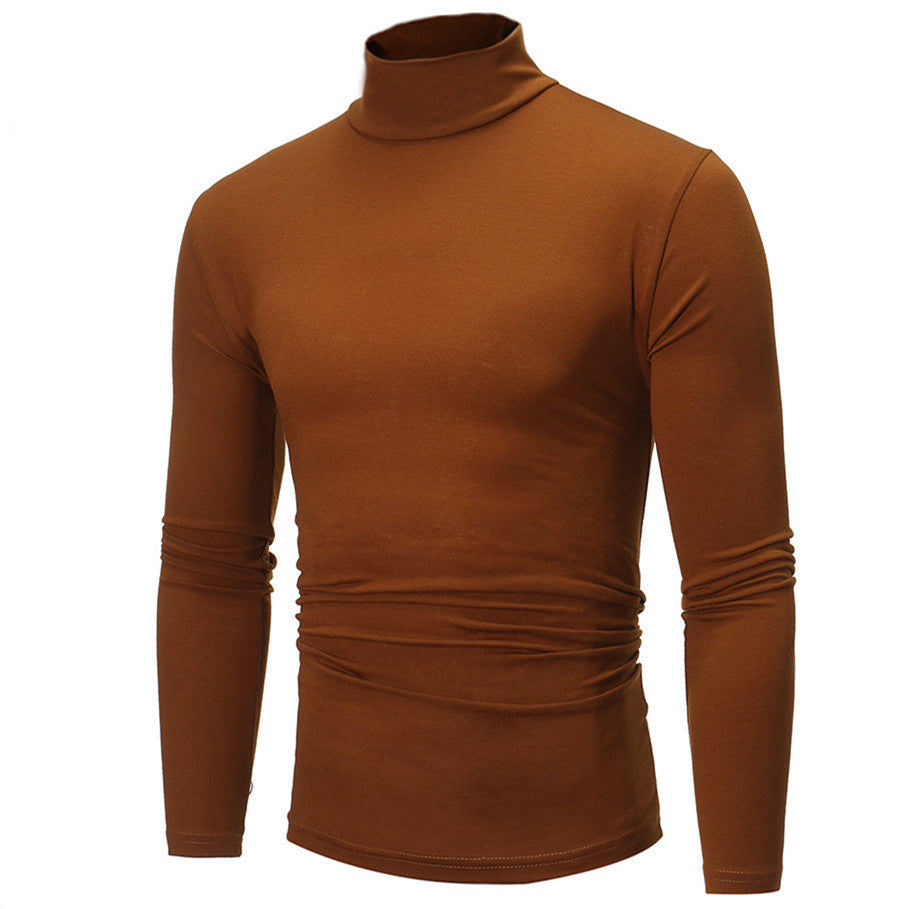 Maglione a maniche lunghe con collo alto e tinta unita slim fit