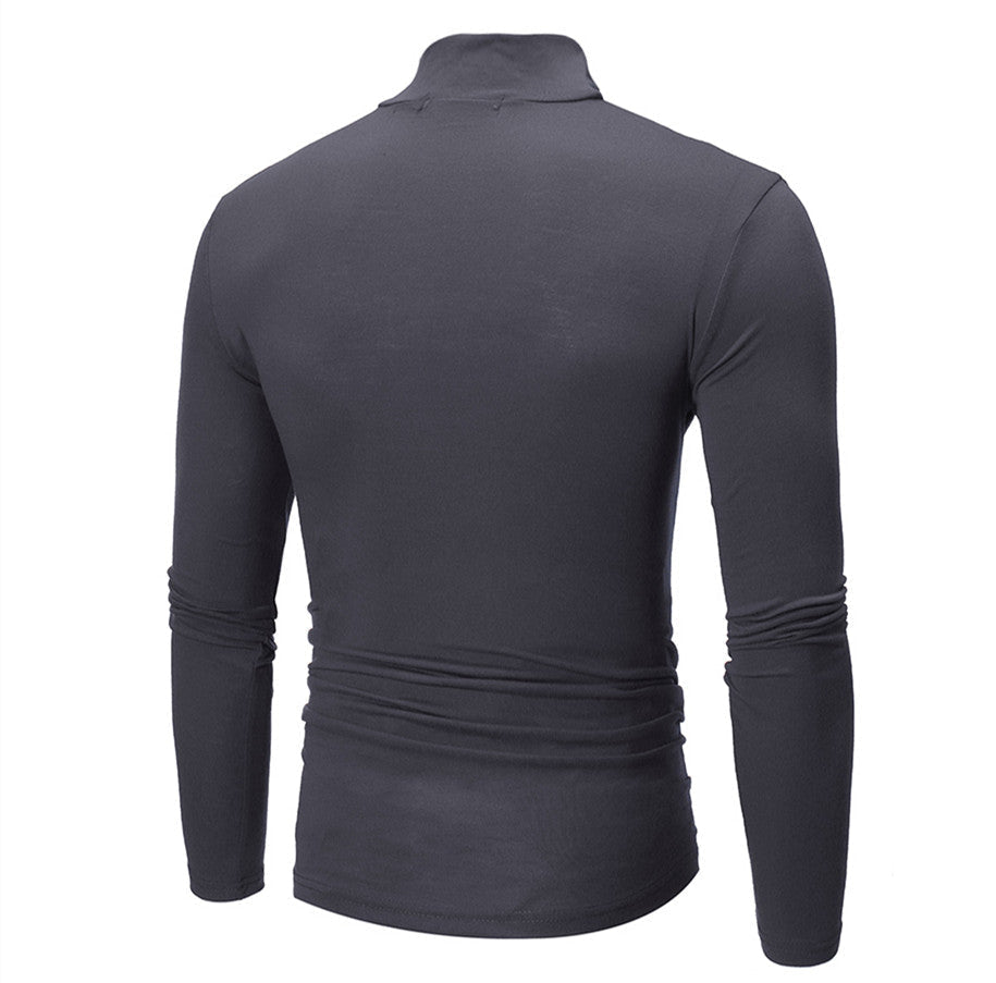 Maglione a maniche lunghe con collo alto e tinta unita slim fit