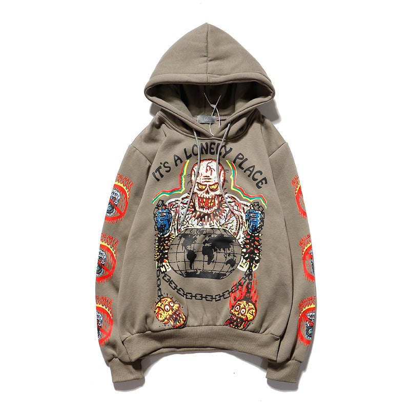 Graffiti alphabet print hooded sweatshirt