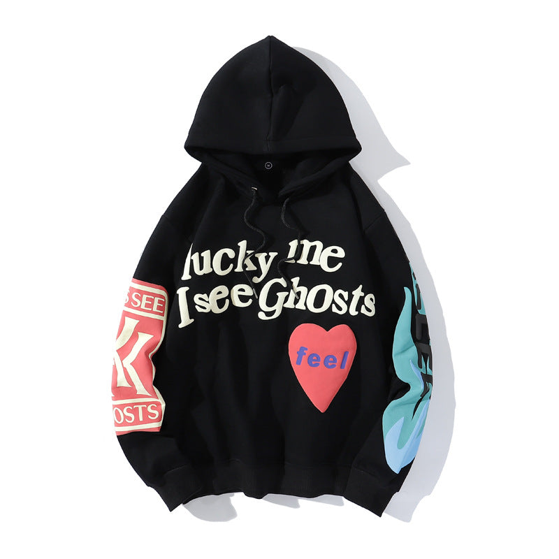 Graffiti alphabet print hooded sweatshirt