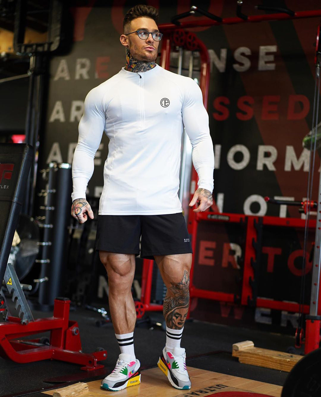 Zipper Neck Long Sleeve GYM Sport Tshirt