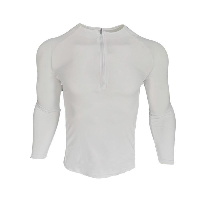Zipper Neck Long Sleeve GYM Sport Tshirt