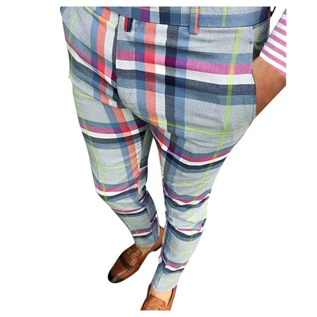 New Mens Fashion Plaid Pants Men Streetwear Hip Hop Pants