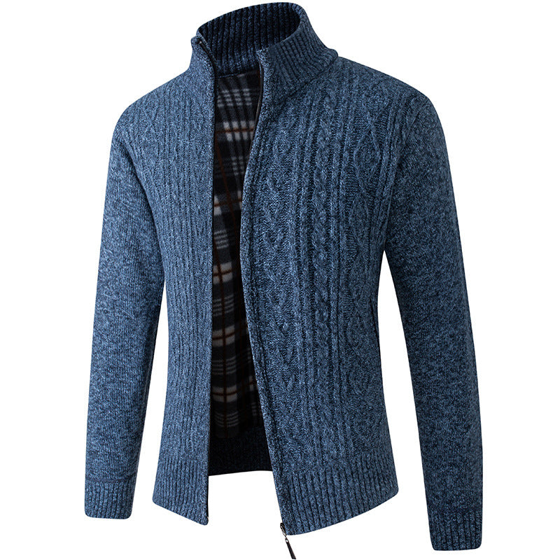 Men Plus Velvet Thick Knit Sweater Cardigan Sweater