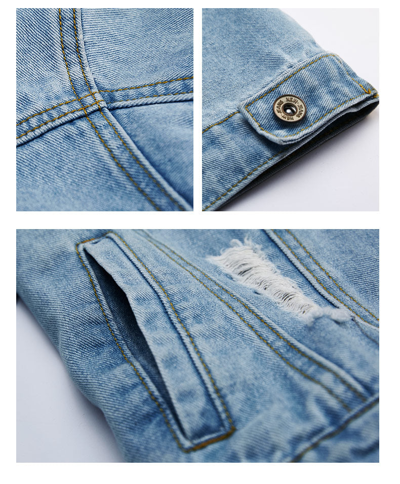 Ripped Denim Jacket Men