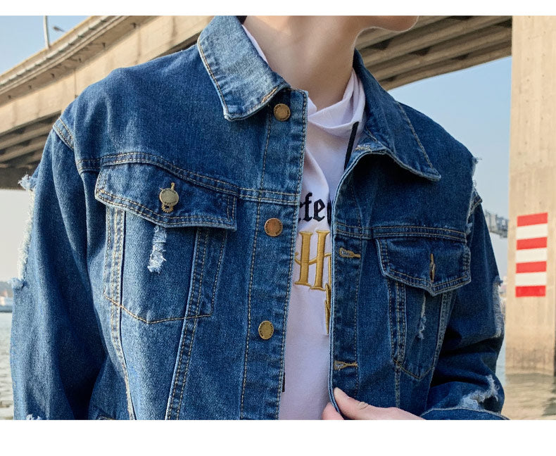 Ripped Denim Jacket Men