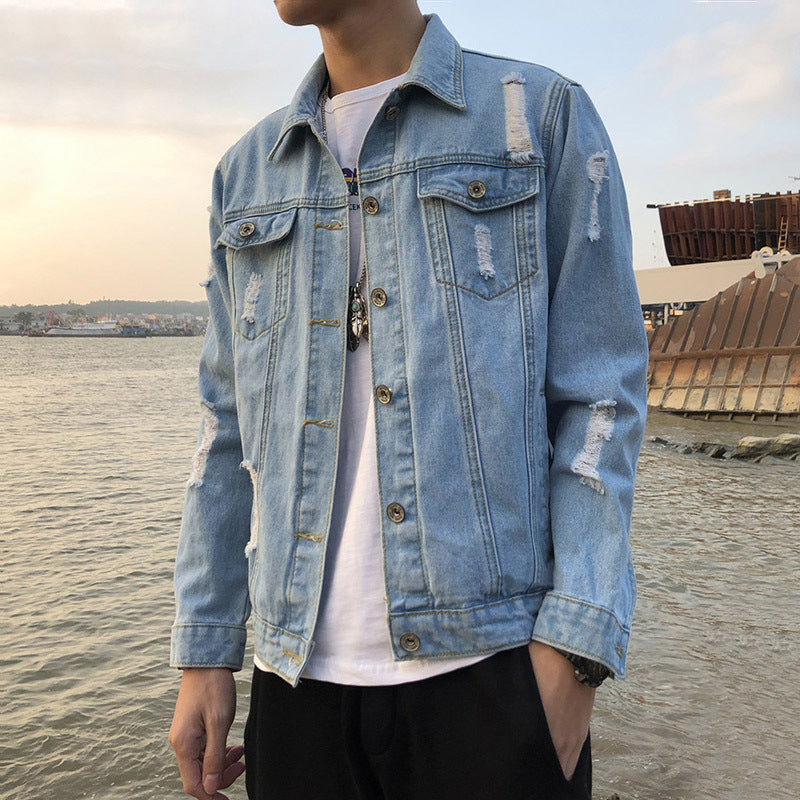 Ripped Denim Jacket Men