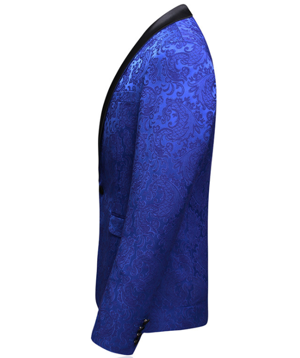 Traje de alta gama Jacquard azul marino traje de hombre traje de novio de banquete de tres piezas