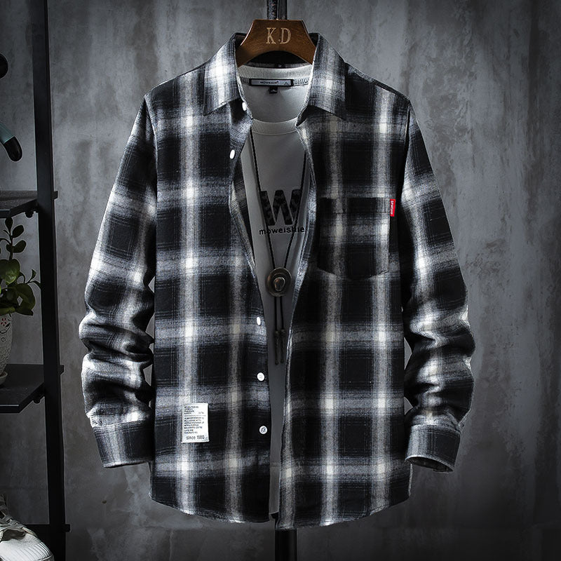 Plaid Shirt Jacket Men's Shirt Long Sleeve