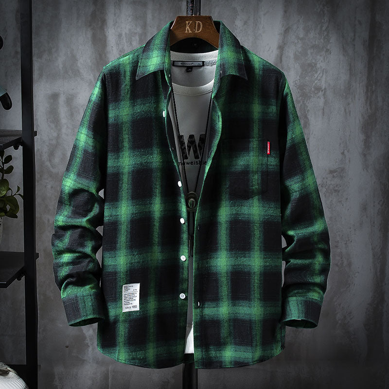 Plaid Shirt Jacket Men's Shirt Long Sleeve