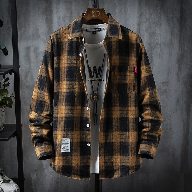 Plaid Shirt Jacket Men's Shirt Long Sleeve